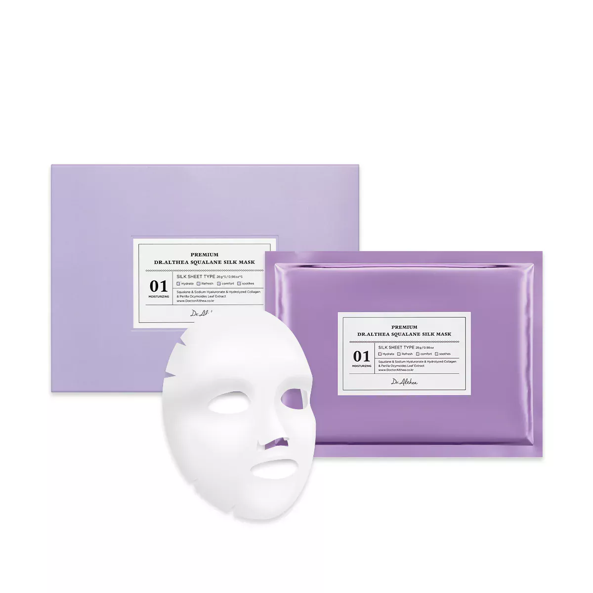 Набір тканинних зволожуючих масок Dr.Althea Premium Squalane Silk Mask, 5 шт - Зображення 1